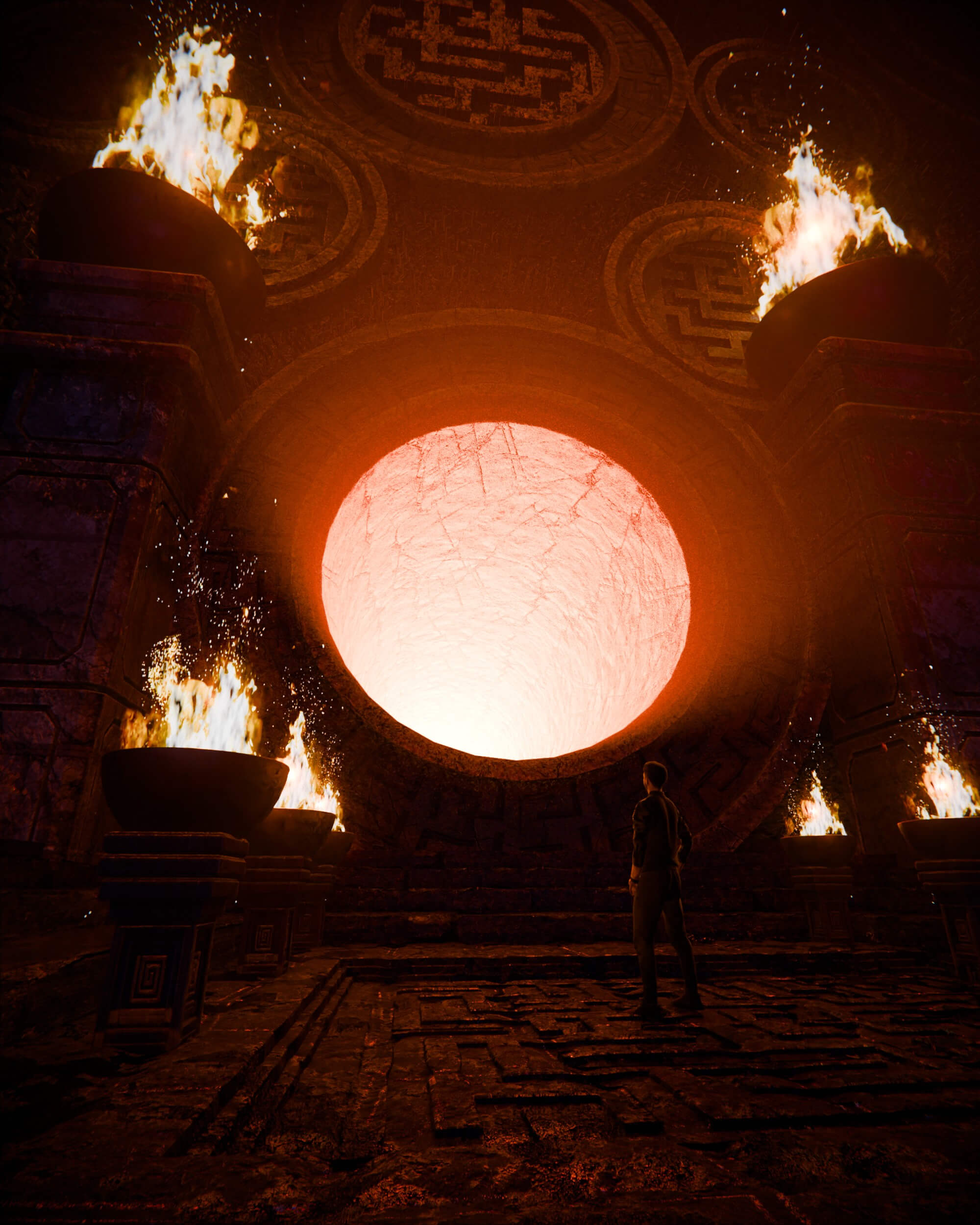 Fire Temple 3D Render, Digital Art by HelloRuler