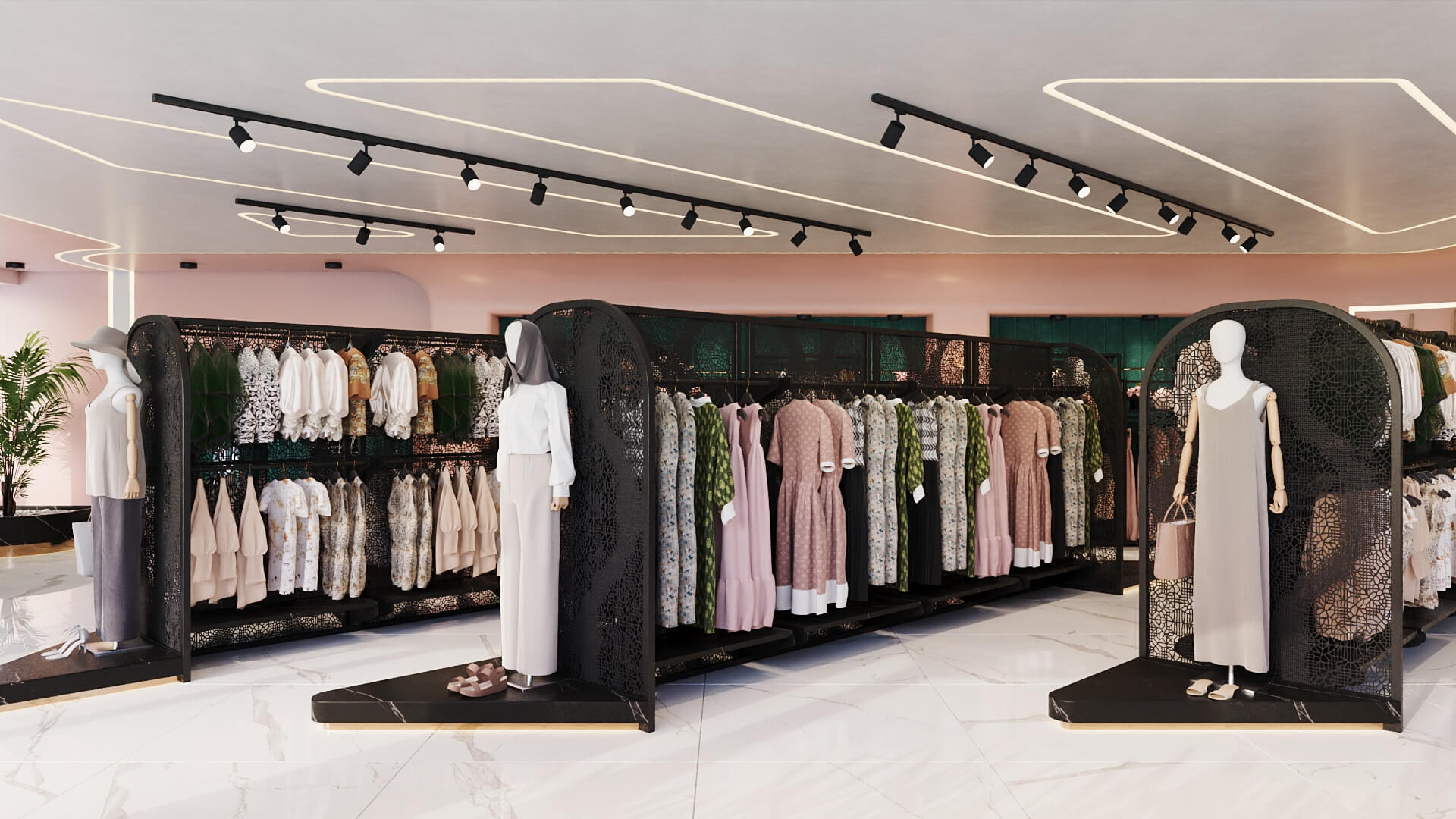 Modern Ladies Boutique Interior Design 3D Render by Hemase