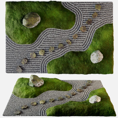 Japanese Rock Zen Garden 02 - Low Poly - PBR