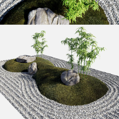 Japanese Zen Garden 03 - Lowpoly - HQ - PBR - 4K