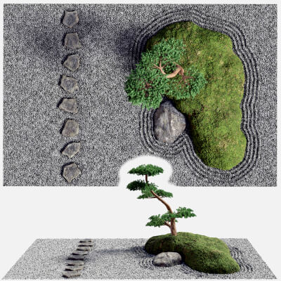 Japanese Zen Garden 04 - Lowpoly - HQ - PBR - 4K