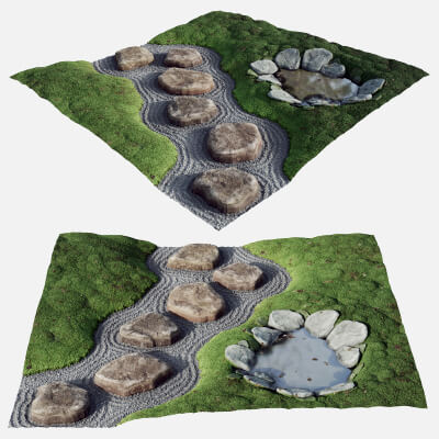 Japanese Zen Garden 07 - Lowpoly - HQ - PBR - 4K