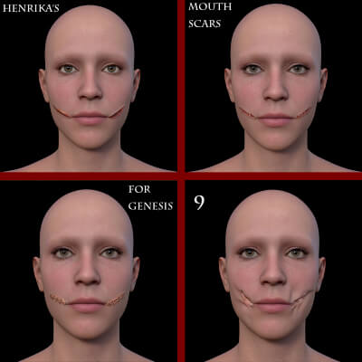 Henrikas Mouth Scars for Genesis 9
