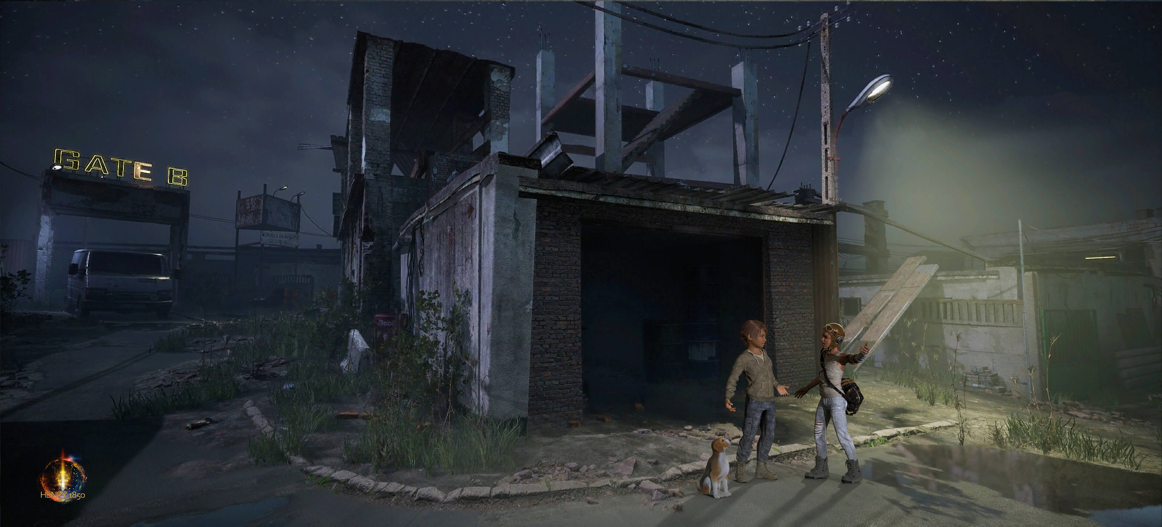 Abandoned Warehouse District 3D Render, Digital Art by Henry1850