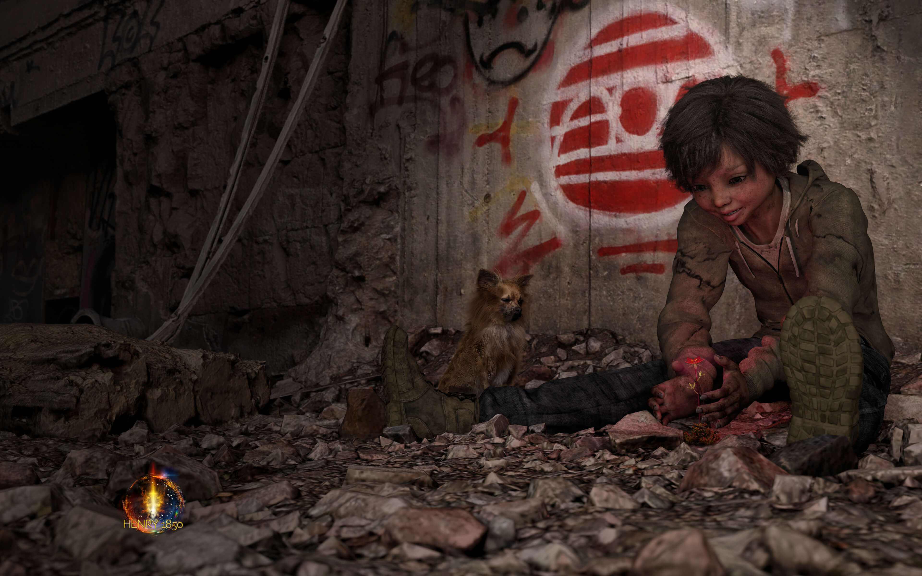 An unlikely place for life 3D Render, Digital Art by Henry1850