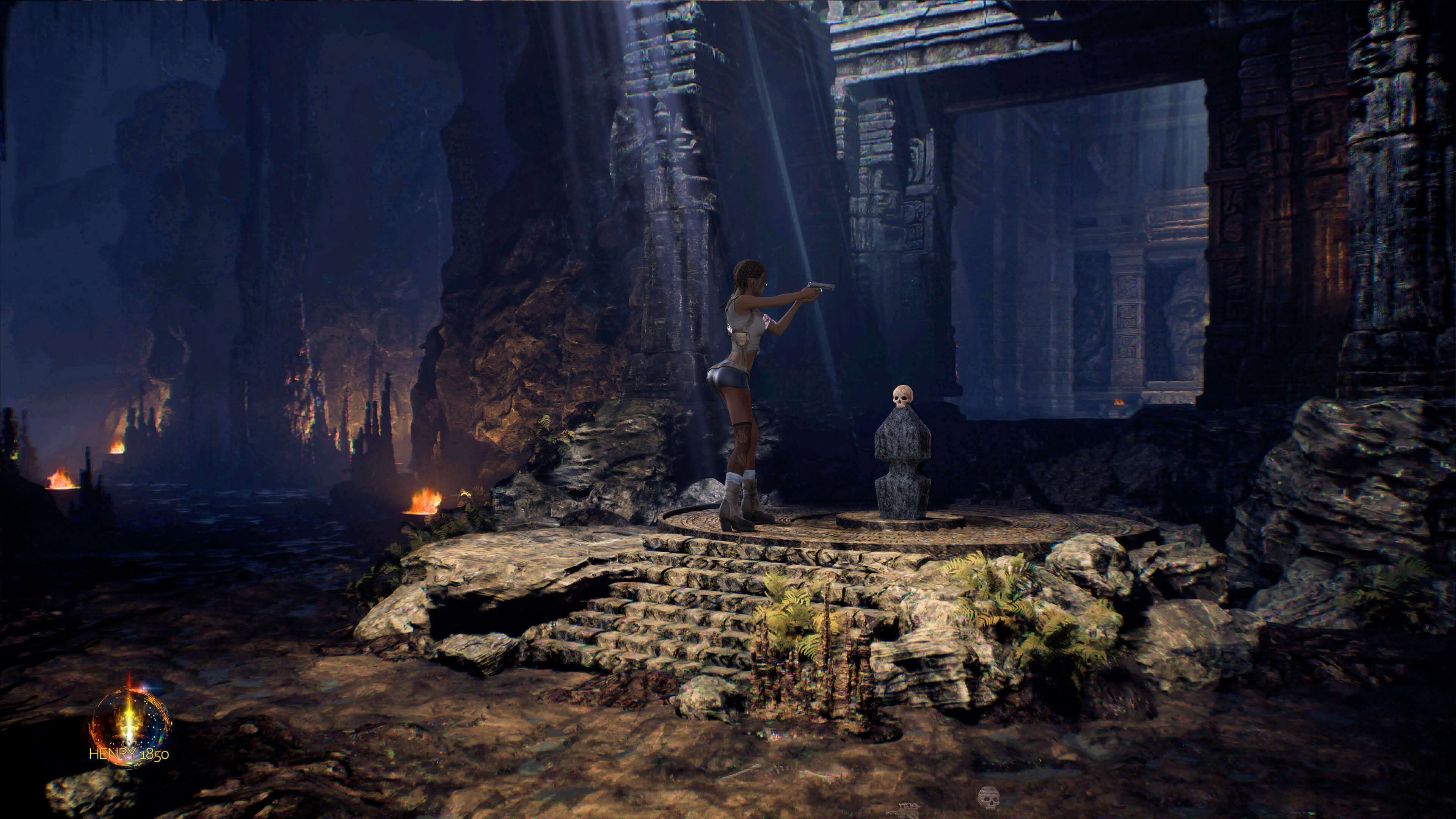 Cave Ruins Entering the Tomb 3D Render, Digital Art by Henry1850