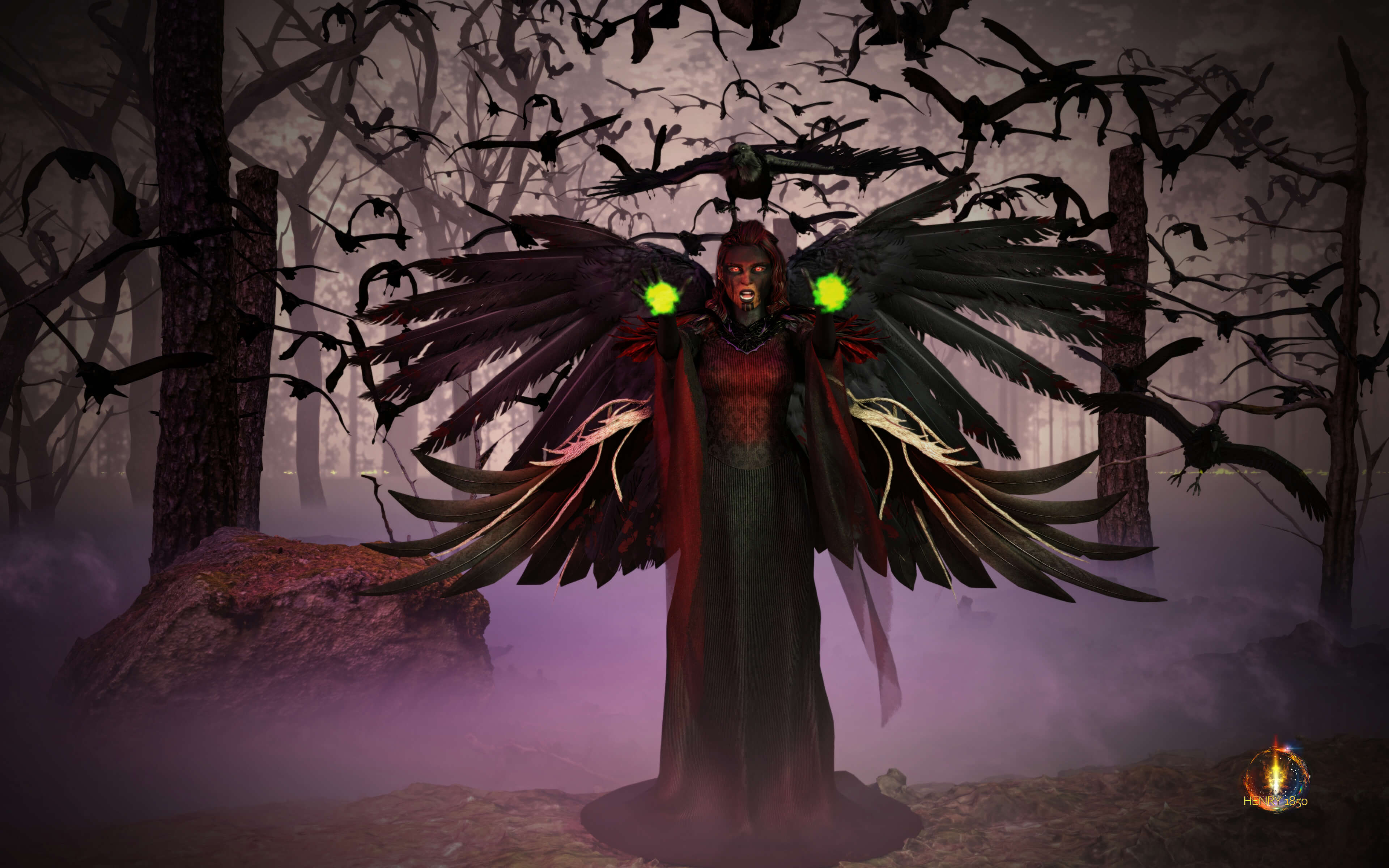 Commanding the Evil Crows 3D Render, Digital Art by Henry1850