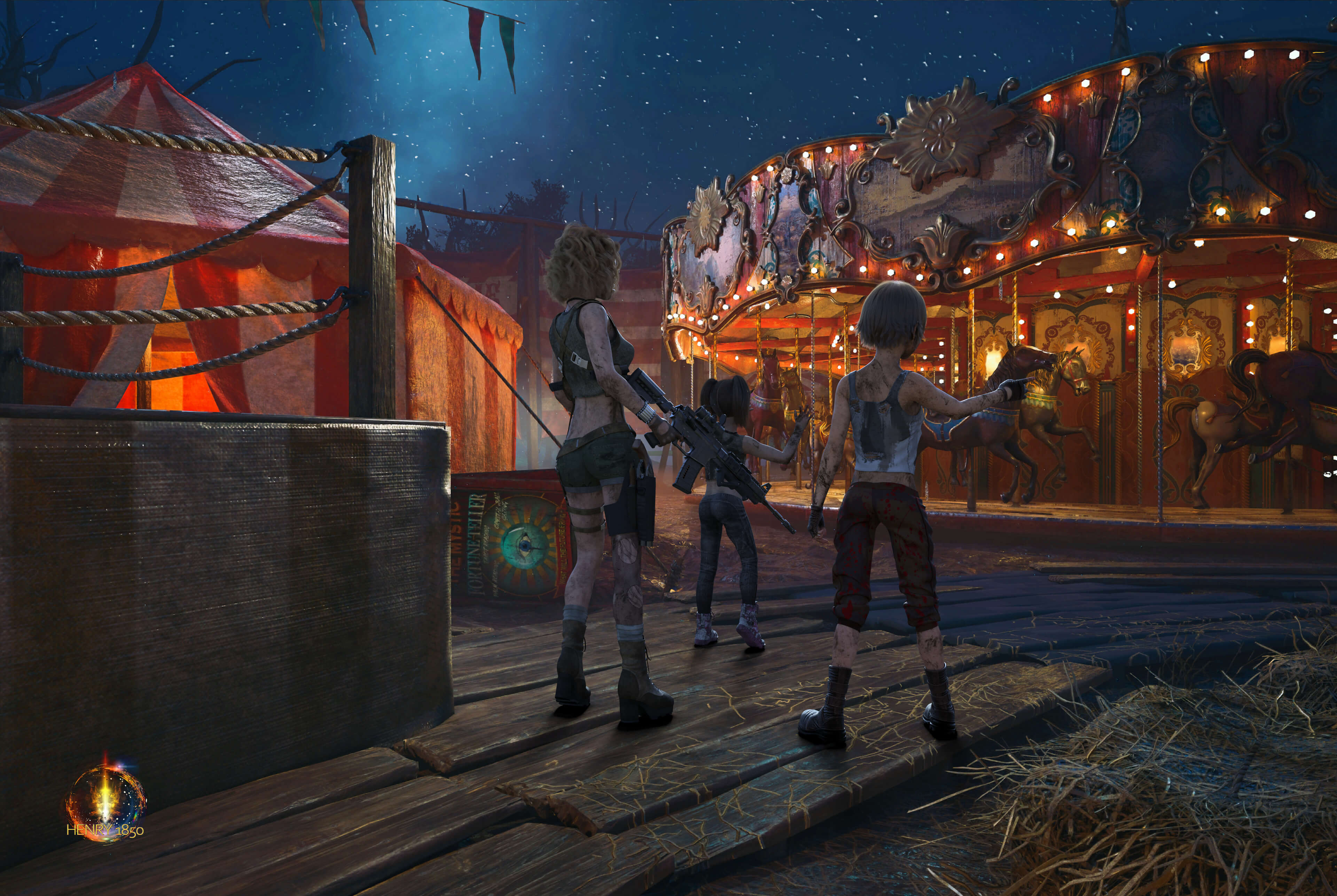 Dystopian Carnival 3D Render, Digital Art by Henry1850