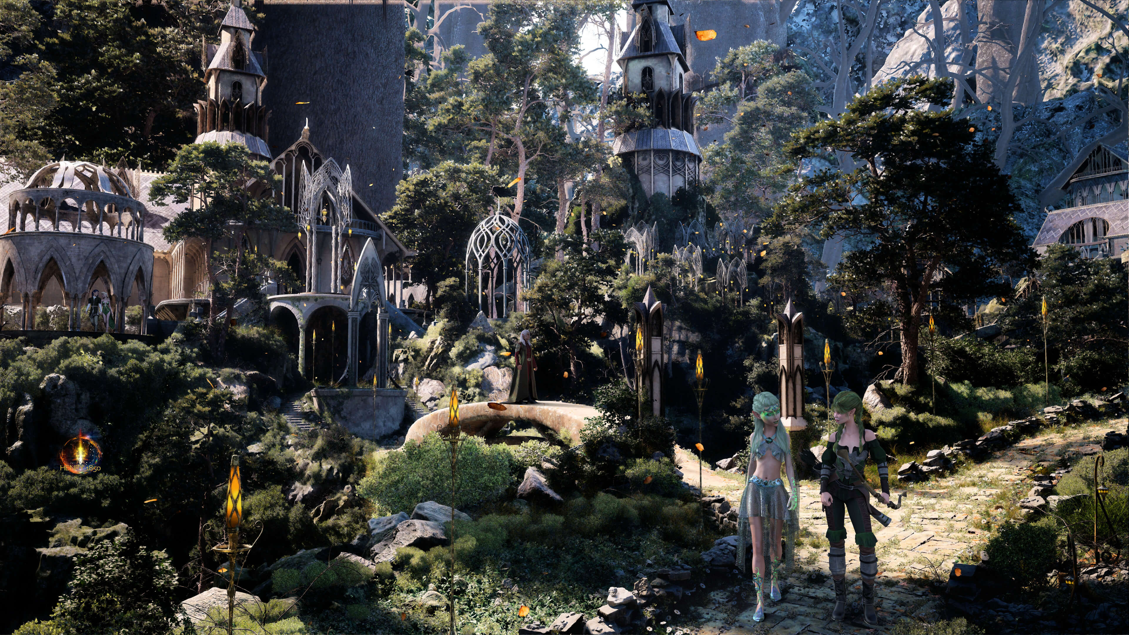 Elven City 3D Render, Digital Art by Henry1850