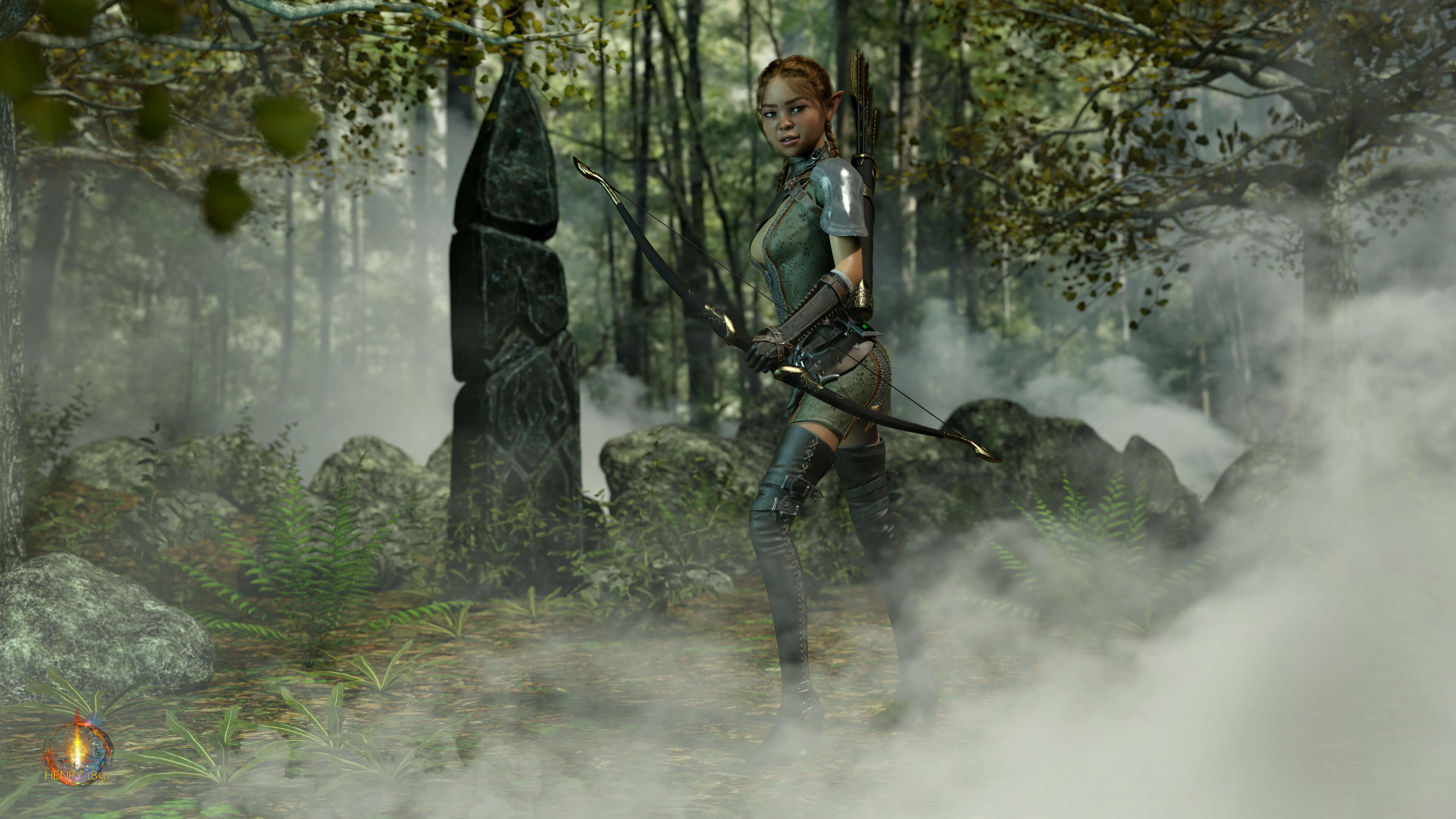 Forest Elf 3D Render, Digital Art by Henry1850
