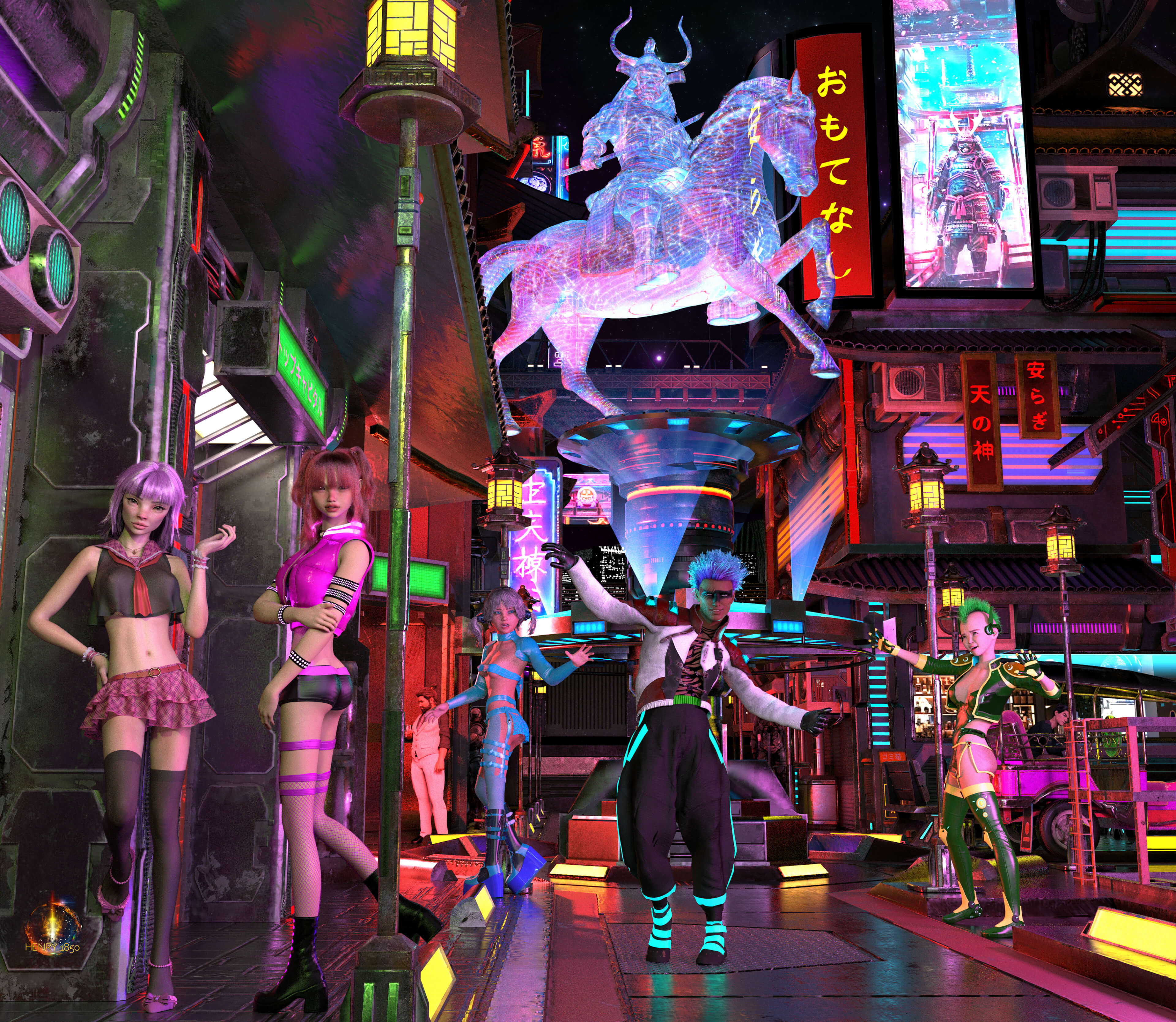Off world pleasure district 3D Render, Digital Art by Henry1850