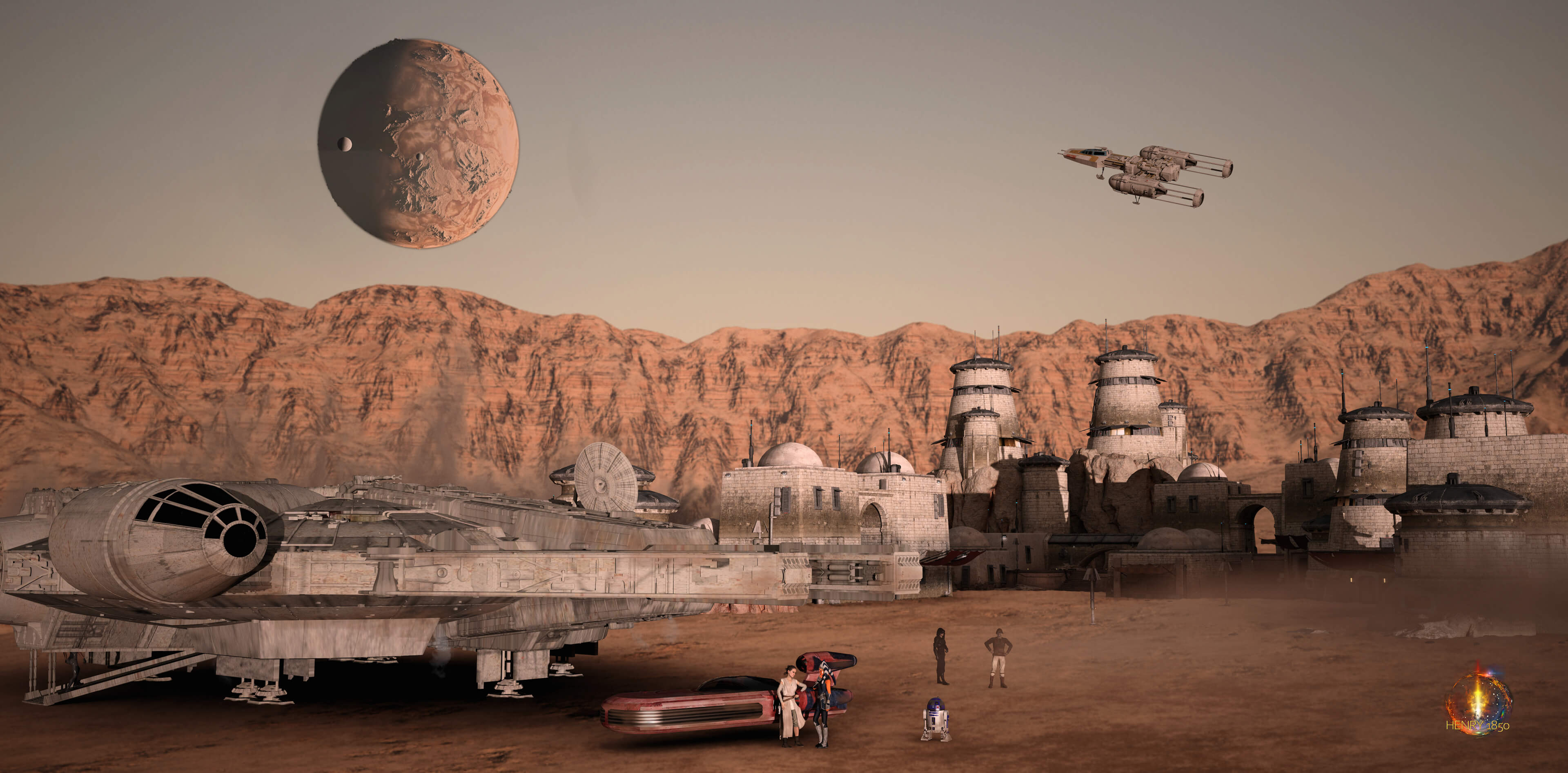 Star Wars Desert Outpost 3D Render, Digital Art by Henry1850