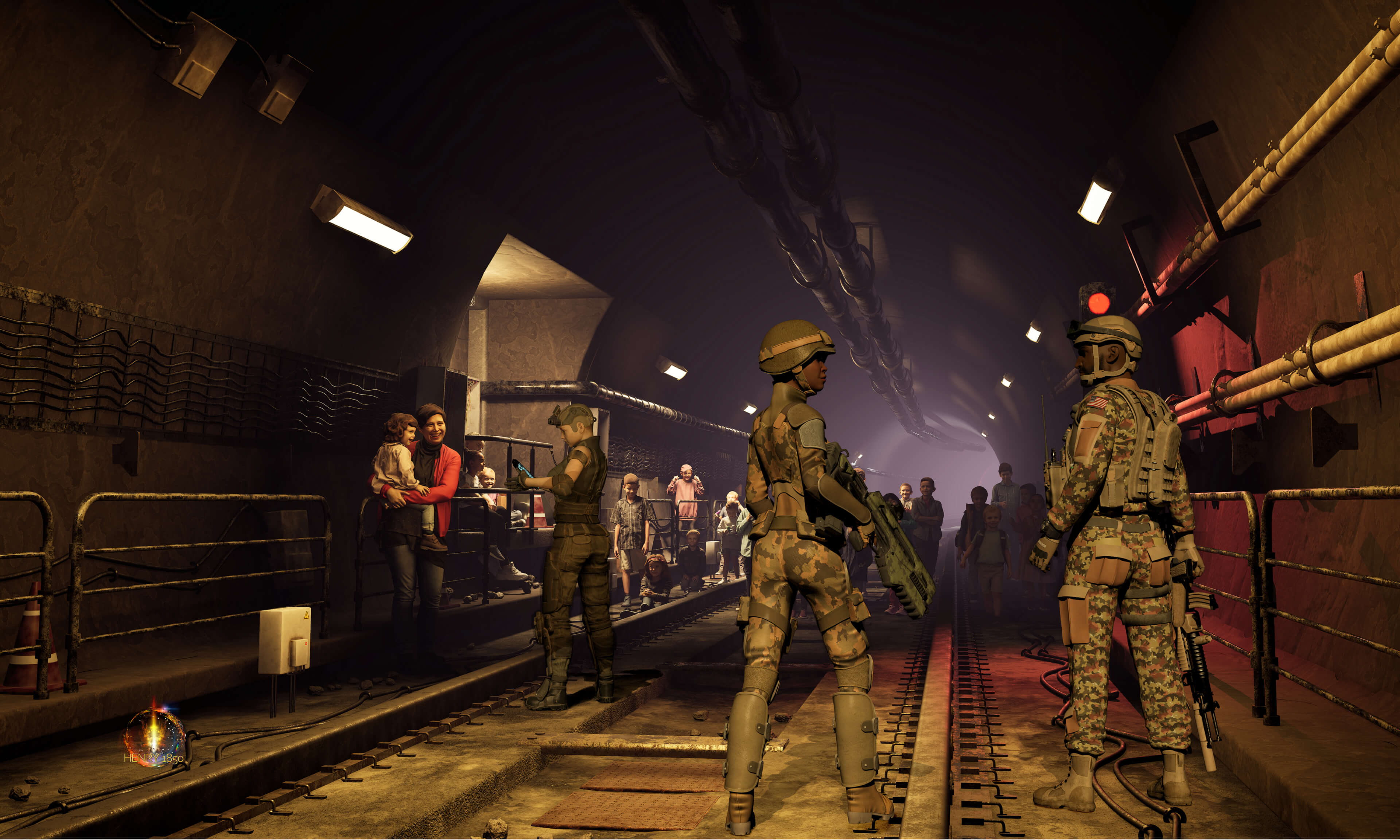 Subway Tunnel Rescue 3D Render, Digital Art by Henry1850