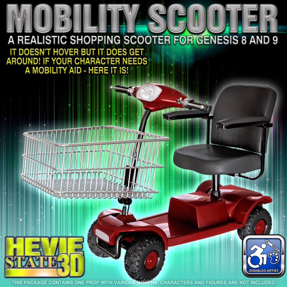 Mobility Scooter for Genesis 8 and 9 Daz Content by HevieState3D