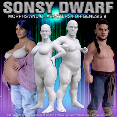 Sonsy Dwarf Character Morphs for Genesis 9 Male and Female by HevieState3D