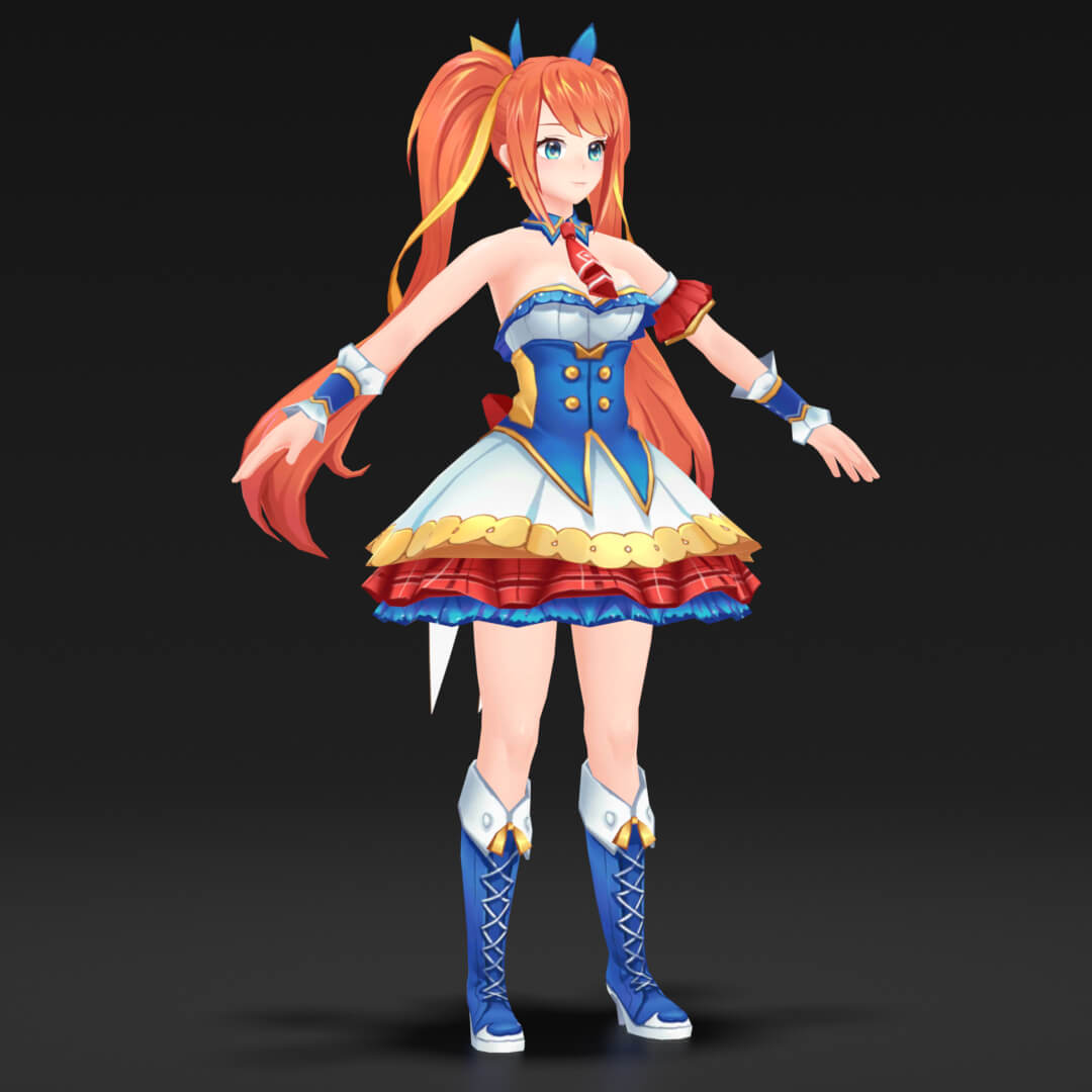 Rui Sexy Anime Style Character Full Rigged 3D Model by