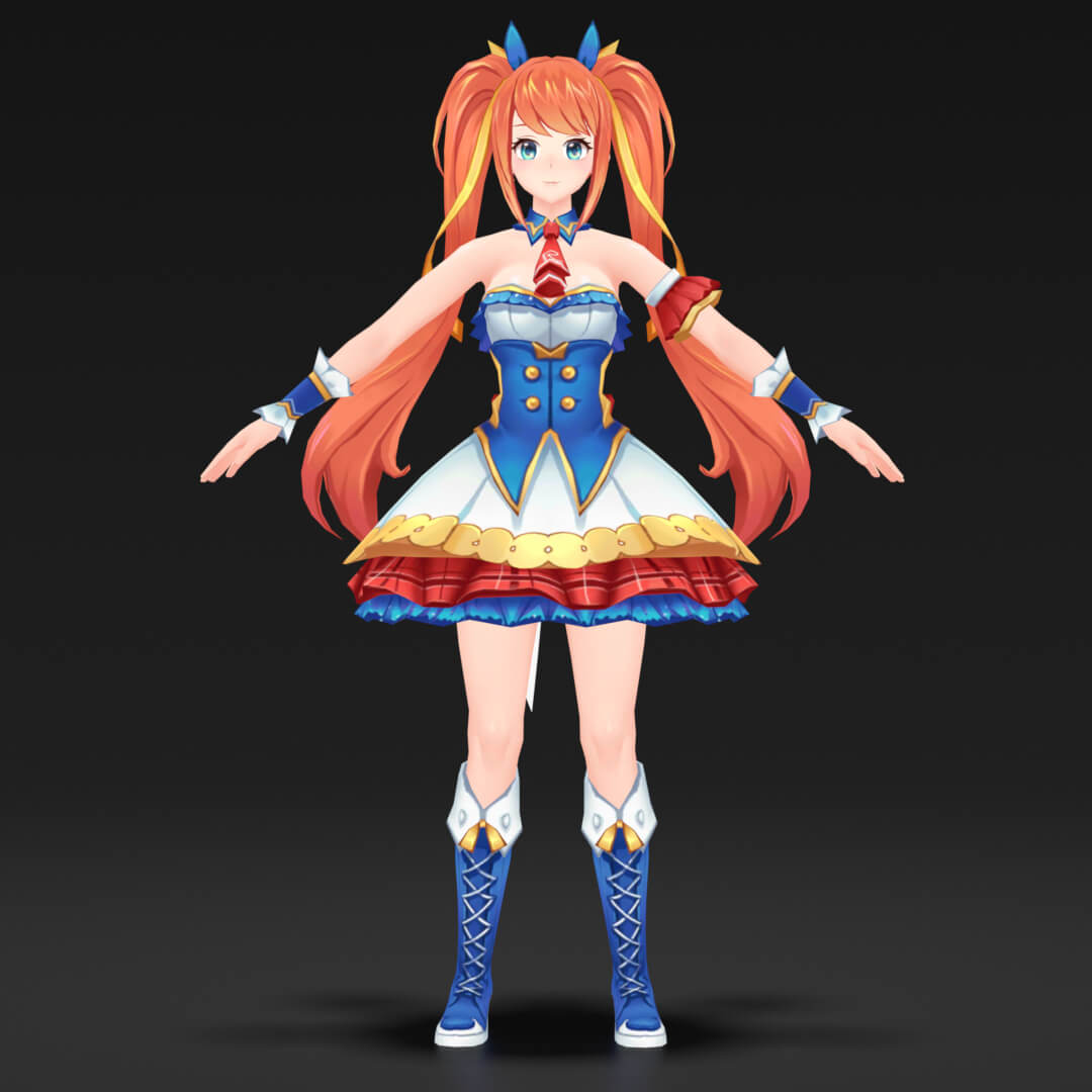 Rui Sexy Anime Style Character Full Rigged 3D Model by