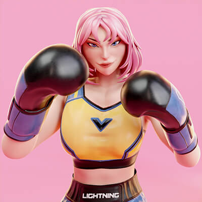 Low Poly Boxer - MMA Fighter - Hye Ri