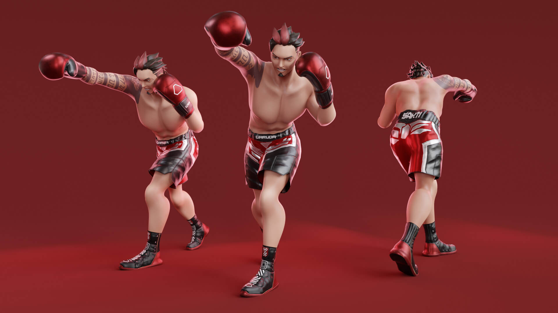 Low Poly Boxer & MMA Fighter Sakti 3D Model by Hisqiefurqoni
