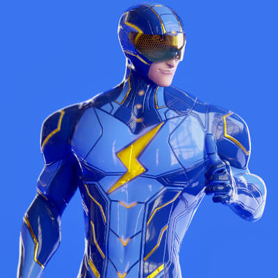 Male Superhero Game Character - Swiftbolt