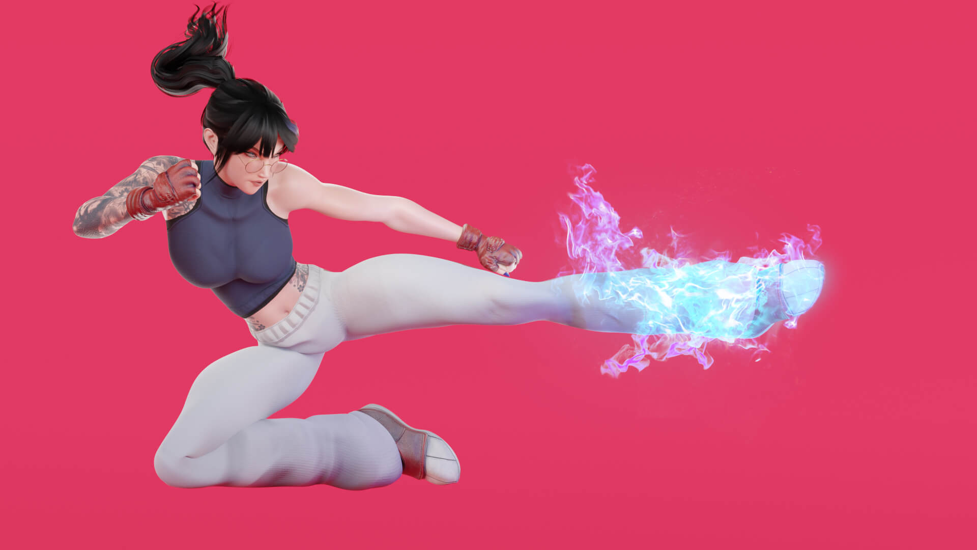 Stylized Female Fighting Character - Rin 3D Model by Hisqiefurqoni