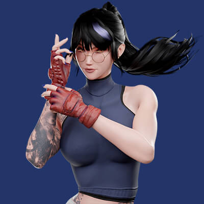 Stylized Female Fighting Character - Rin