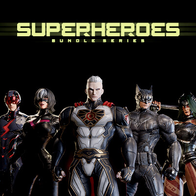 Superhero Game Characters Bundle Edition 3D Model