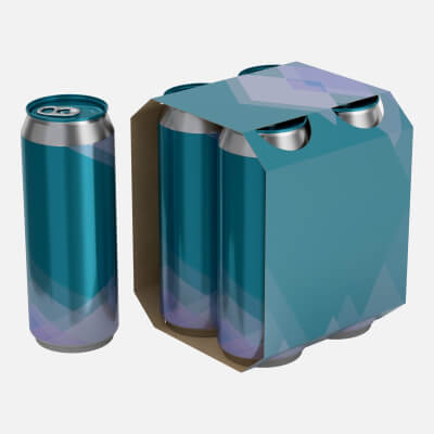 Cluster-Pak Carton Packaging for Four Beer Cans 500 ml 3D Model by HQ3DMOD