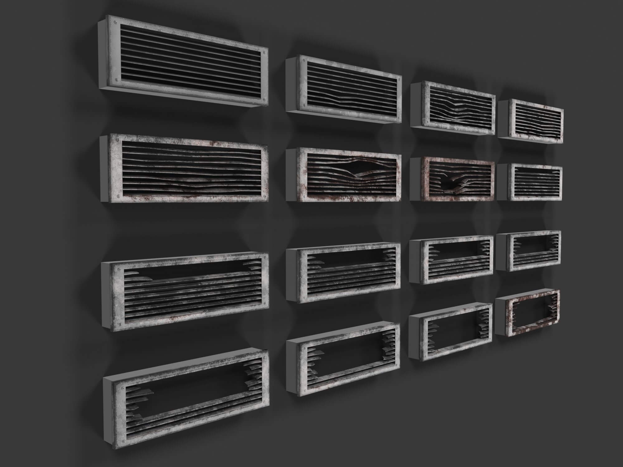 Ventilation Grates Low Poly 3D Model by HughPoly