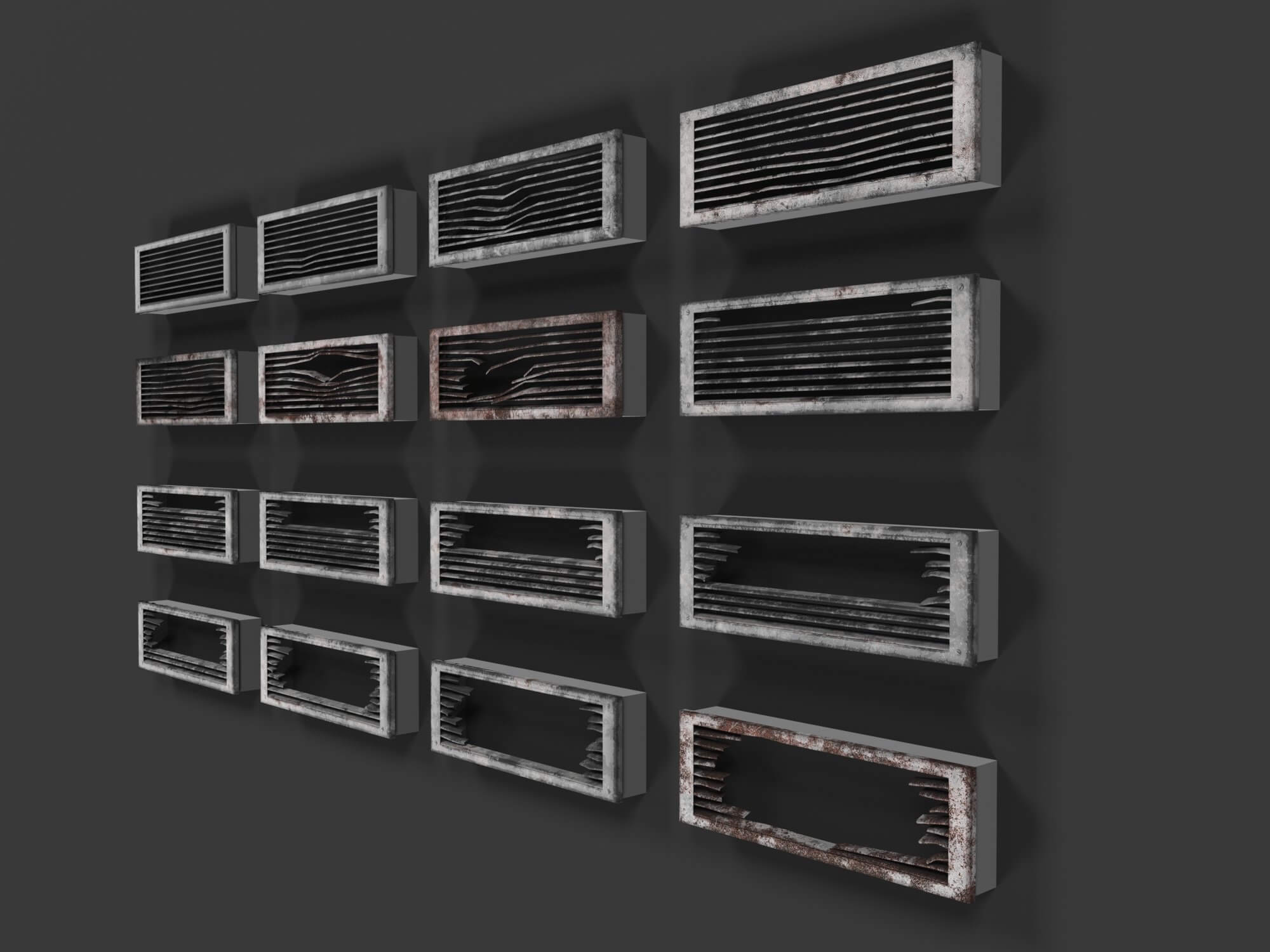 Ventilation Grates Low Poly 3D Model by HughPoly