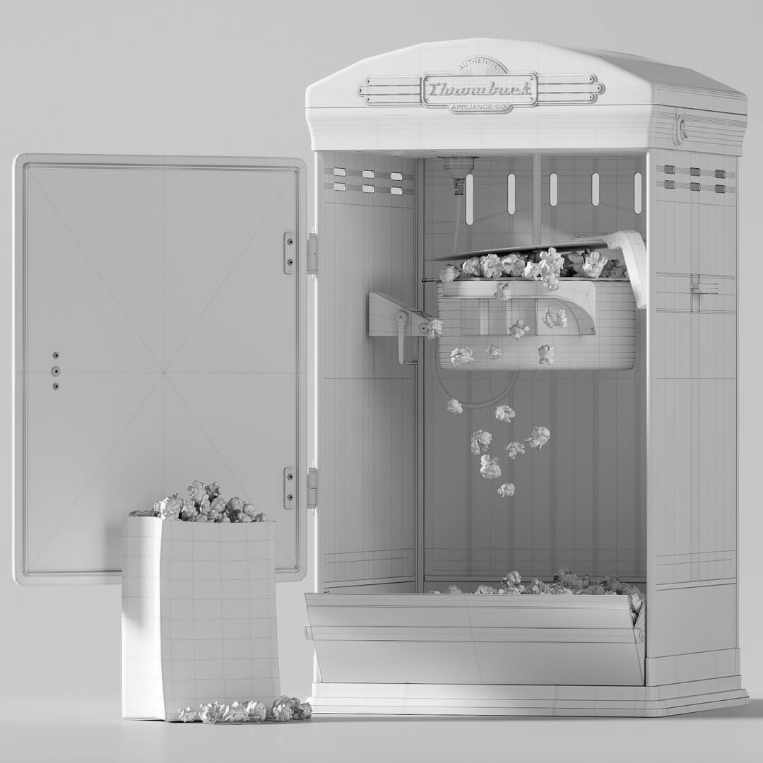 Throwback Movie Theater Popcorn Machine With Cart - 3D Model by hulk mario