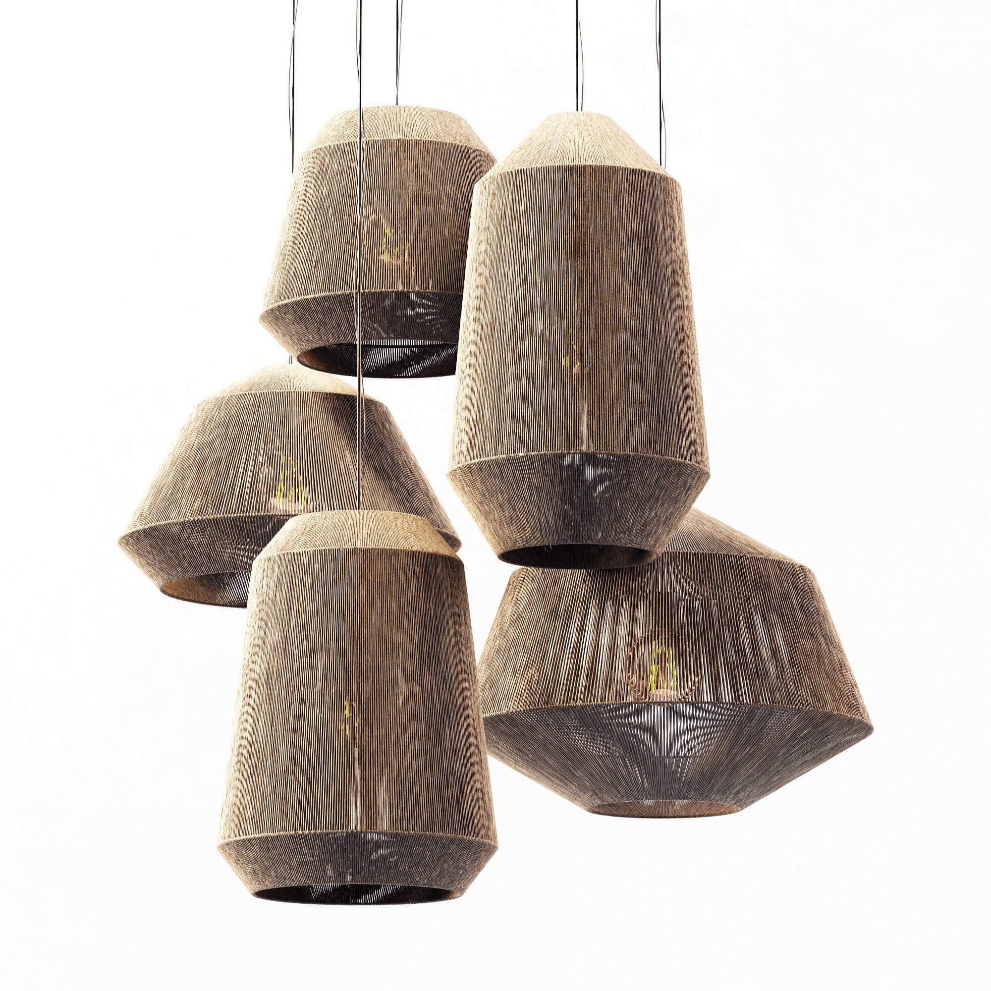 Lamp Wood Rotang Wicker Barrel N2 - 3D Model by hulk mario