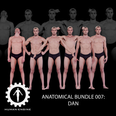 6 Male Standing Poses Anatomical Reference Bundle 007