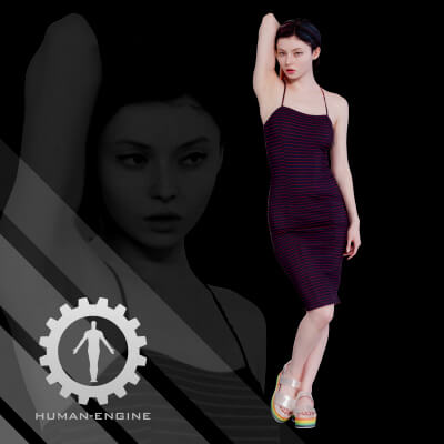 Female Scan - Amy in a Striped Dress 156