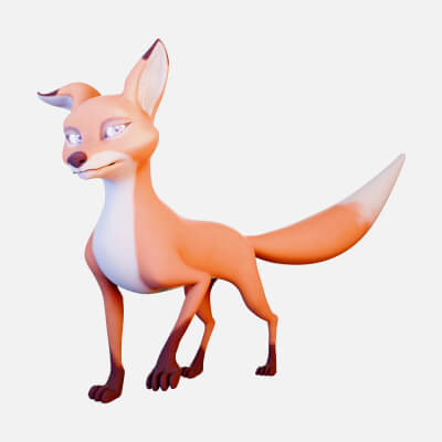 Cartoon Fox for Blender Rigged Low Poly 3D Model