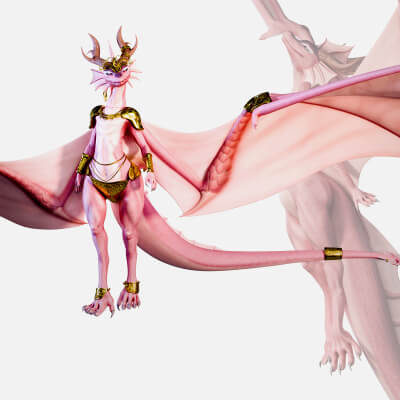 Dragoness - Rigged Female Dragon Character Model Low Poly 3D