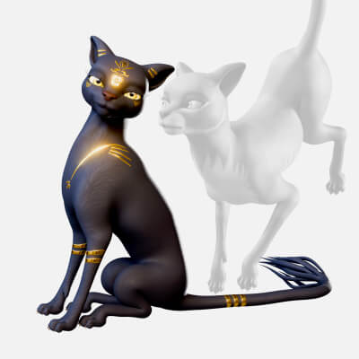 Egyptian Bastet Cat Rigged Low Poly 3D Model