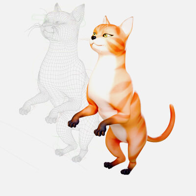 Rigged Cute Cat Low Poly 3D Model