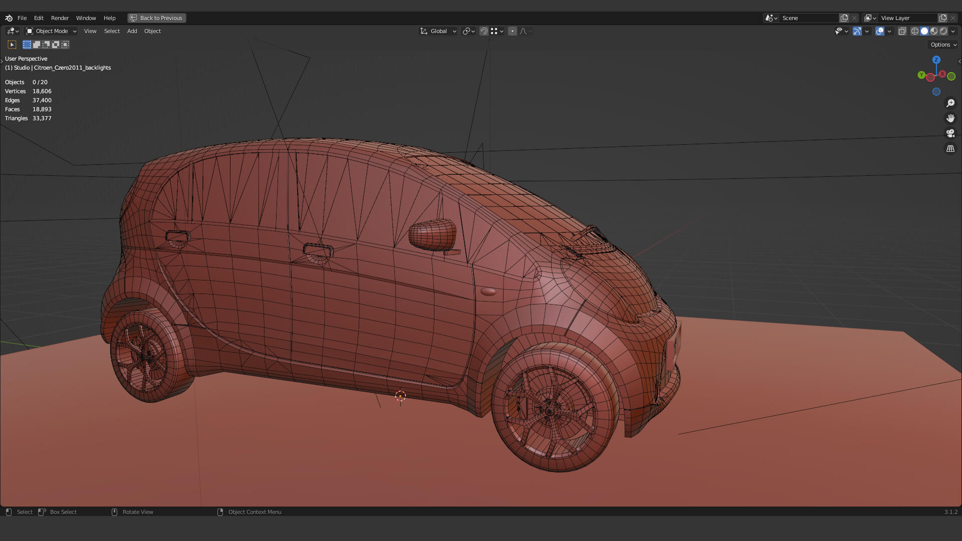 Citroen Czero 2011 Low Poly - 3D Model by Igor Shmidt