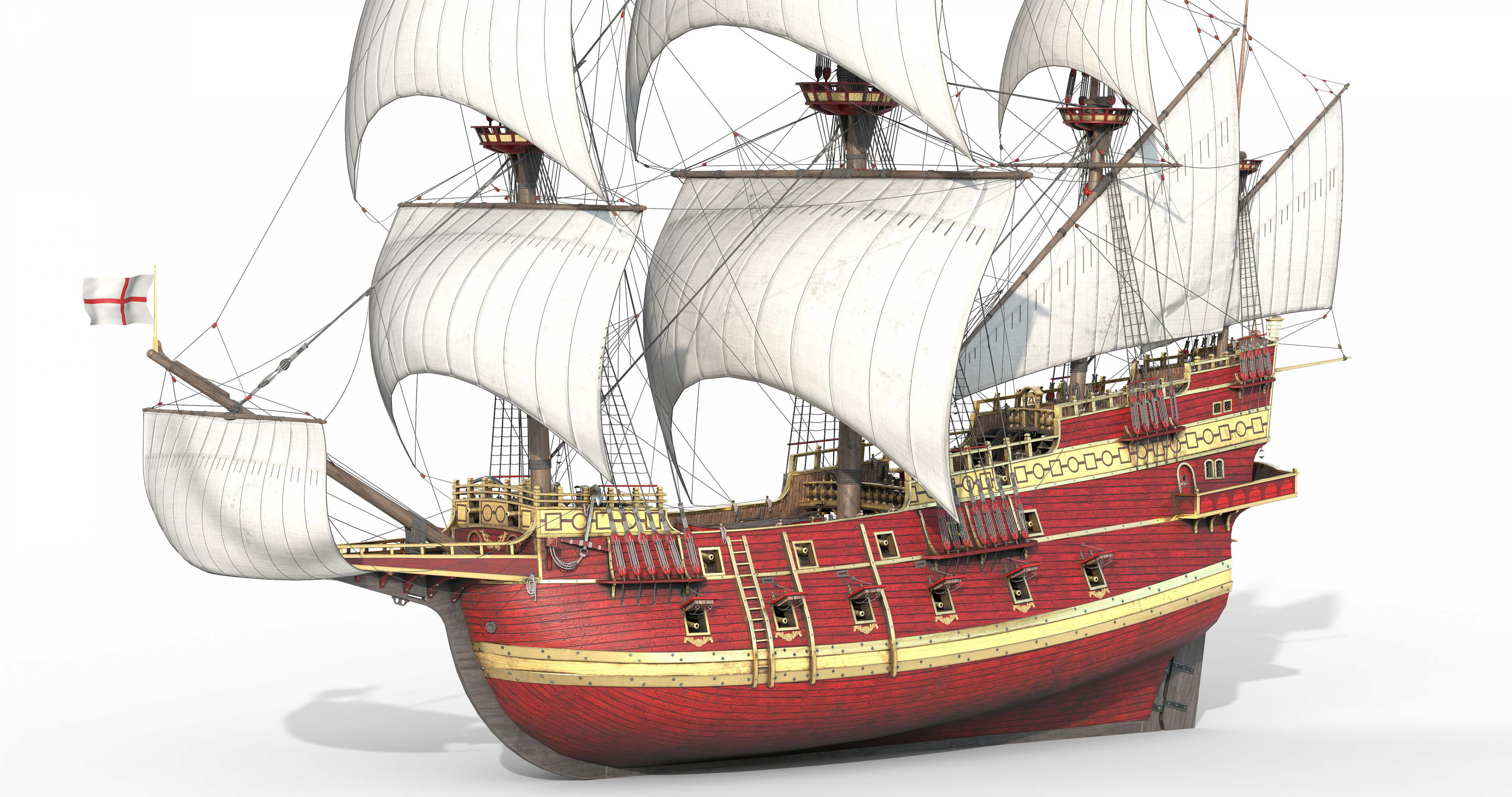 Galleon Ship With Interior - 3D Model by IgorYerm