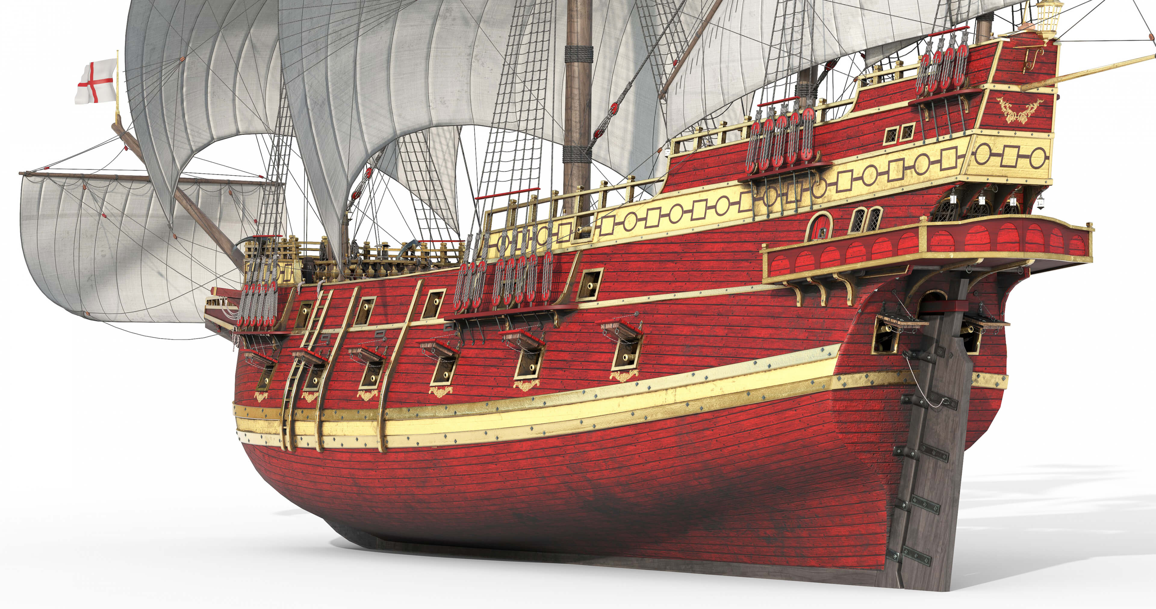 Galleon Ship With Interior - 3D Model by IgorYerm