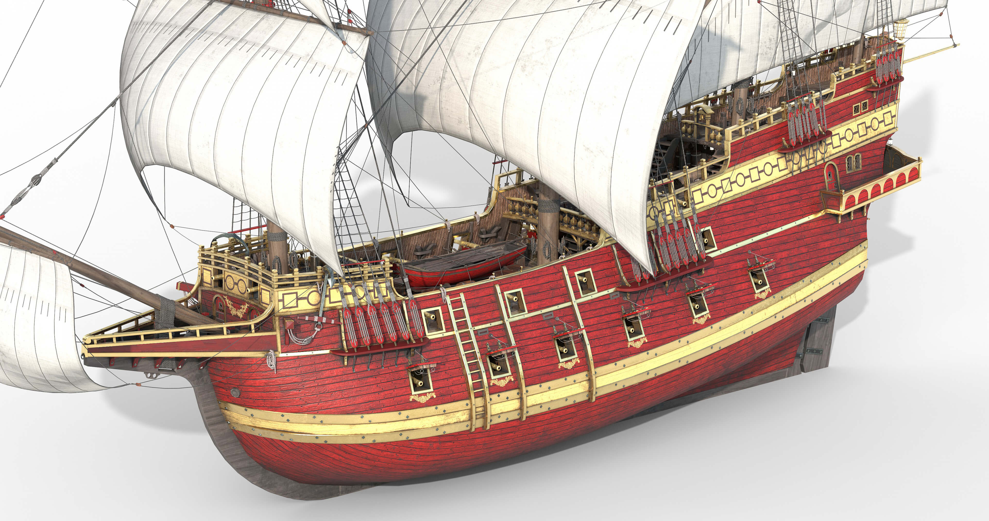 Galleon Ship With Interior - 3D Model by IgorYerm