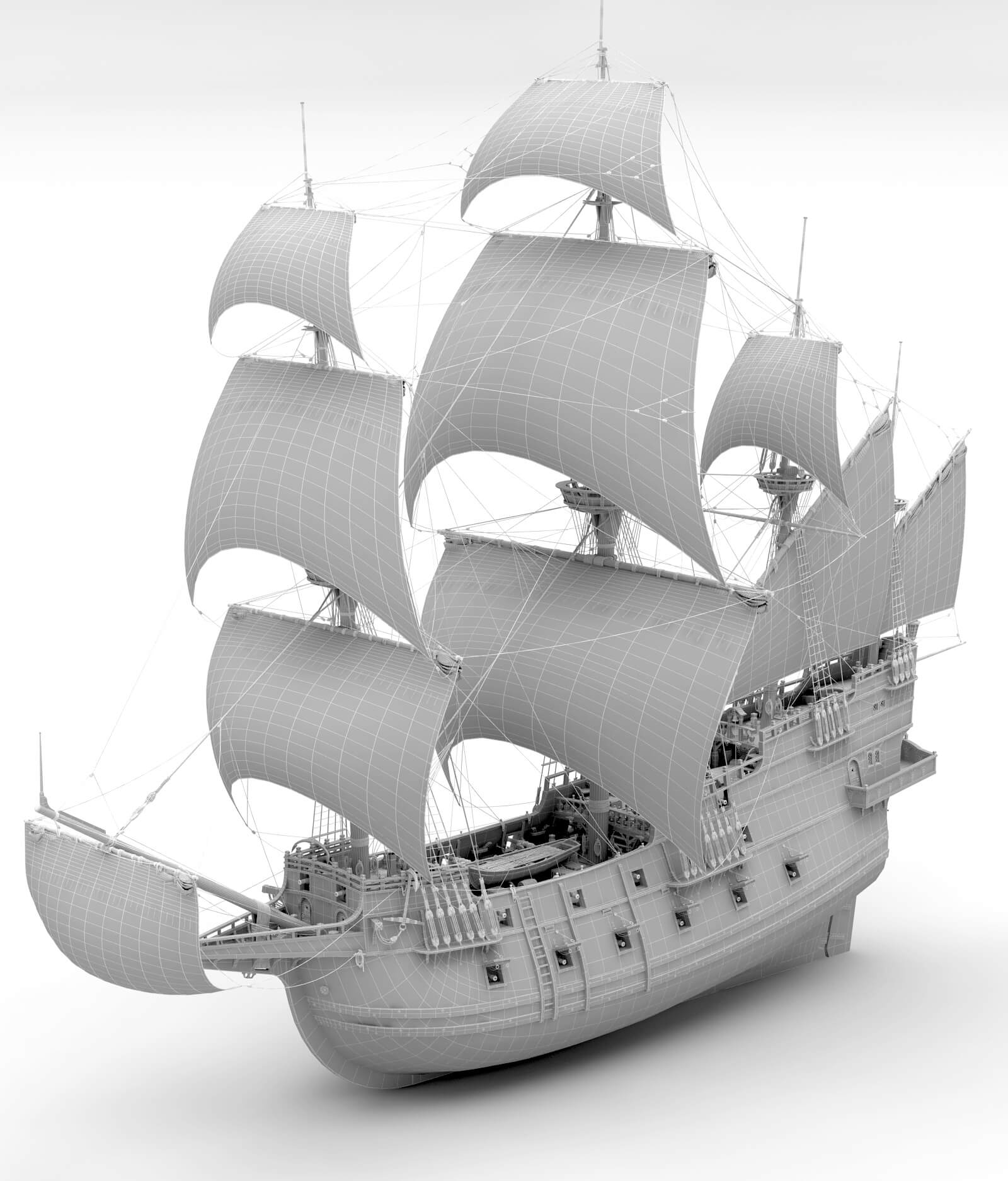 Galleon Ship With Interior - 3D Model by IgorYerm