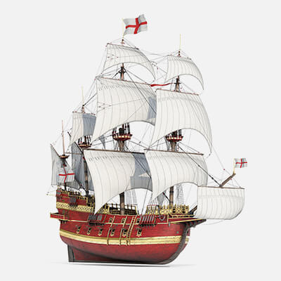 Galleon Ship With Interior