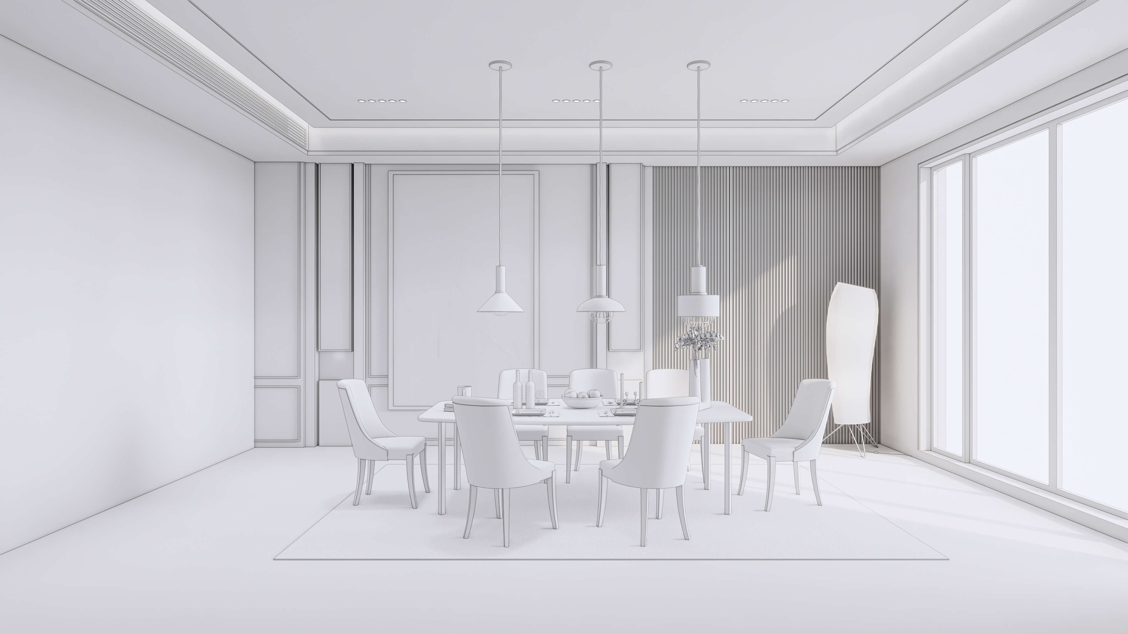 Dining Room Interior 15 - 3D Model by IID Studio