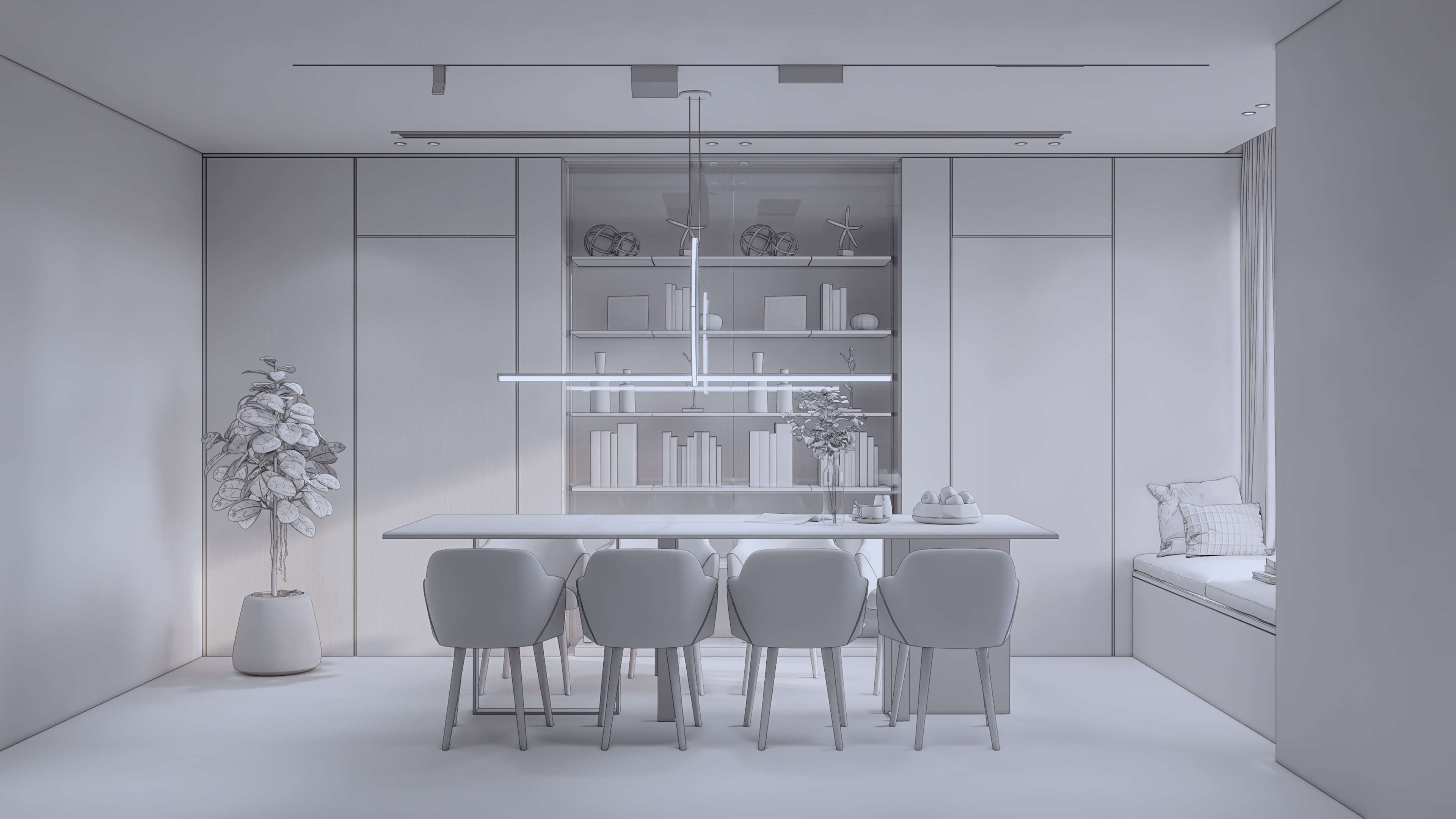 Dining Room Interior 21 - 3D Model by IID Studio