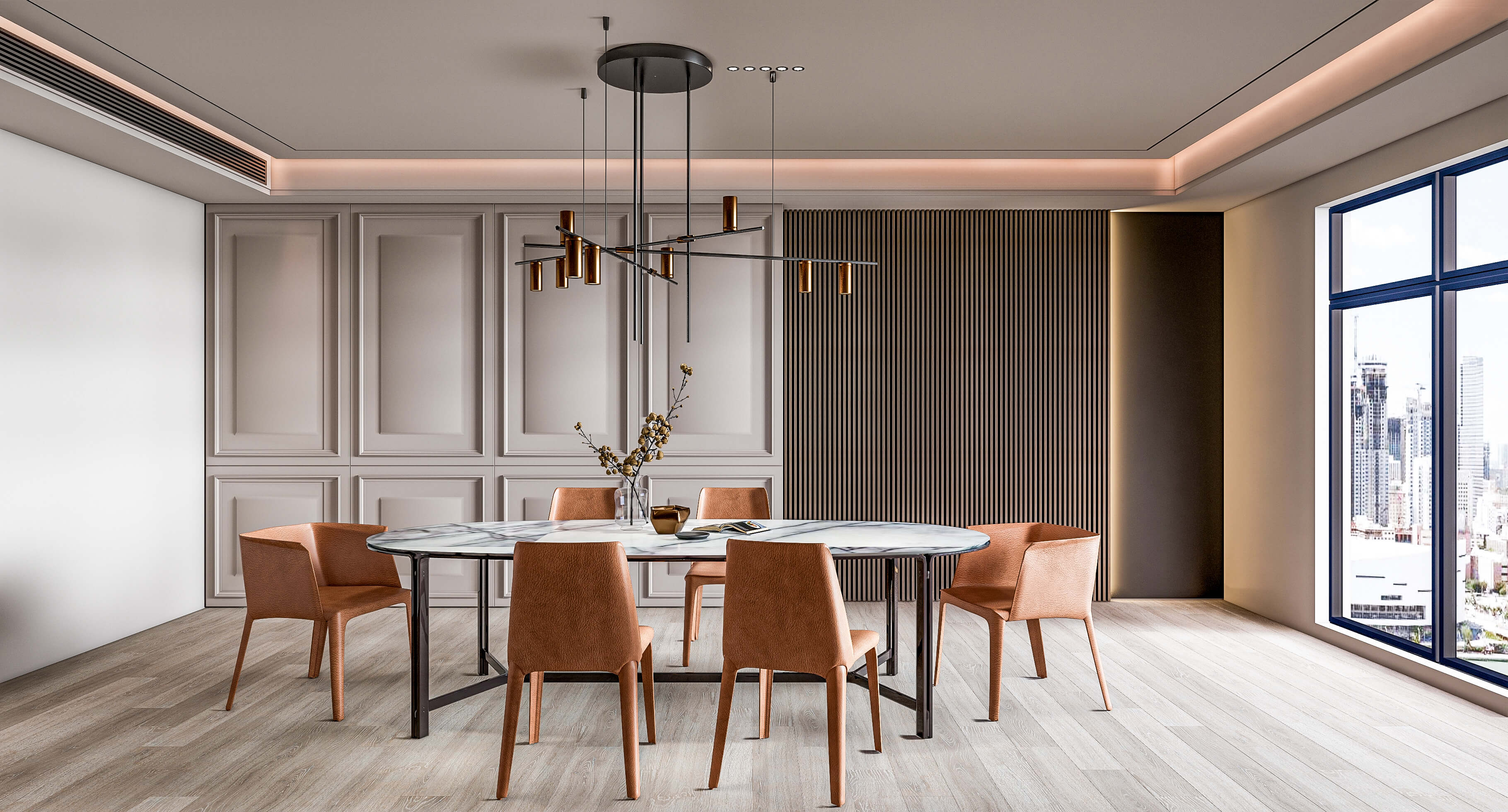 Dining Room Interior Dining Wall Dining Table Full Scene - 3D Model by IID Studio