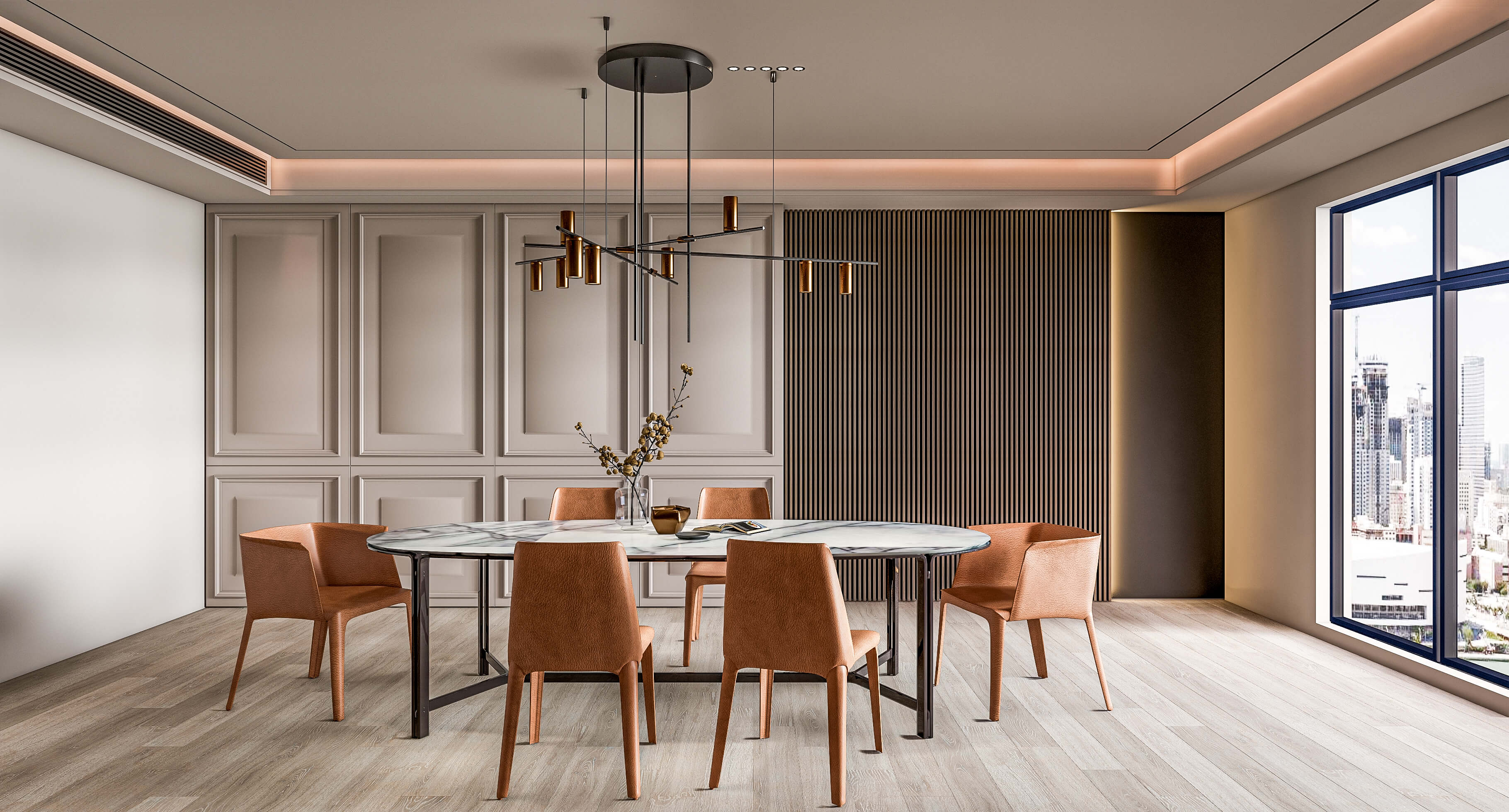 Dining Room Interior Dining Wall Dining Table Full Scene - 3D Model by