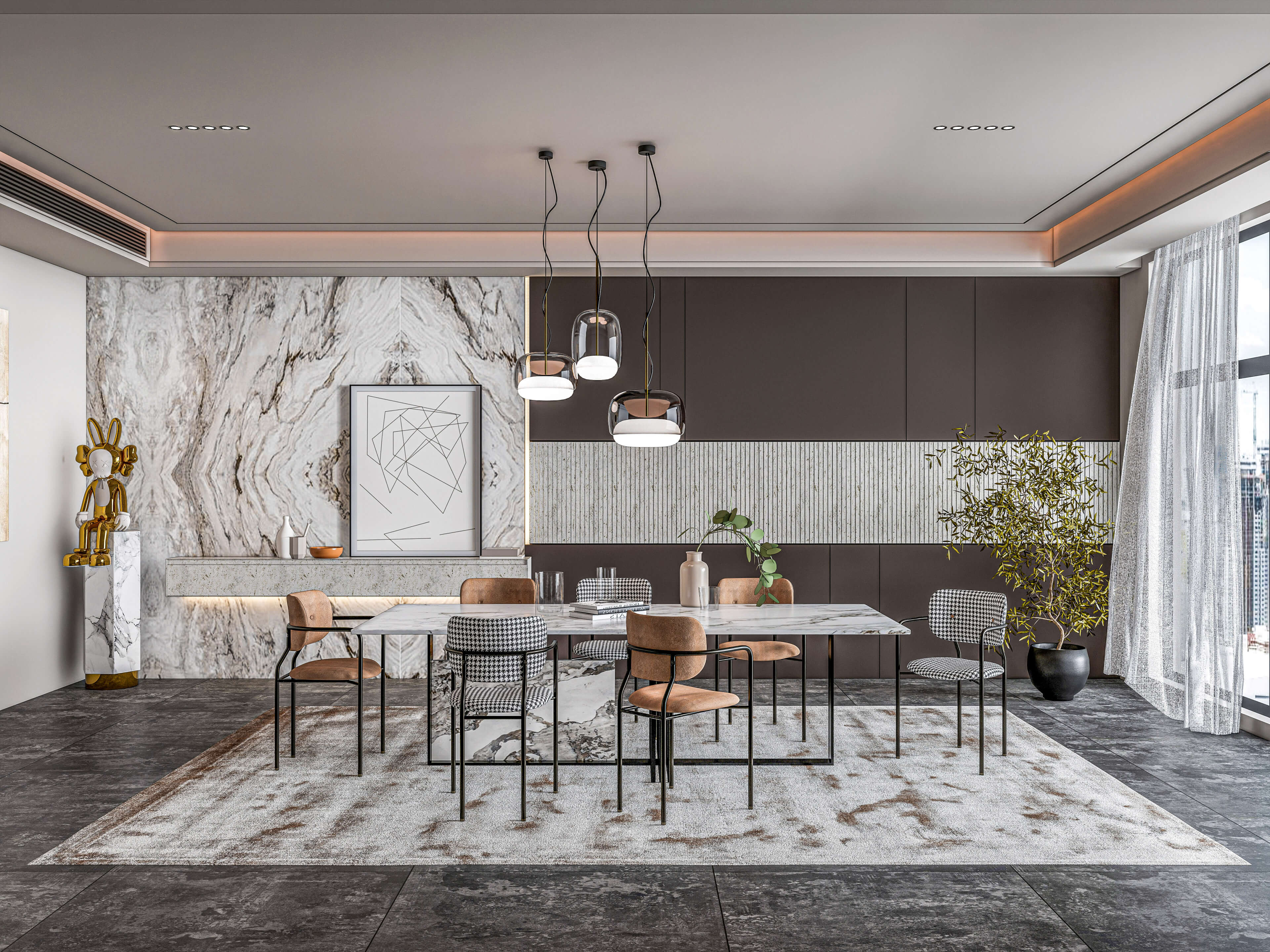 Dining Room Interior Dining Wall Dining Table Full Scene - 3D Model by ...