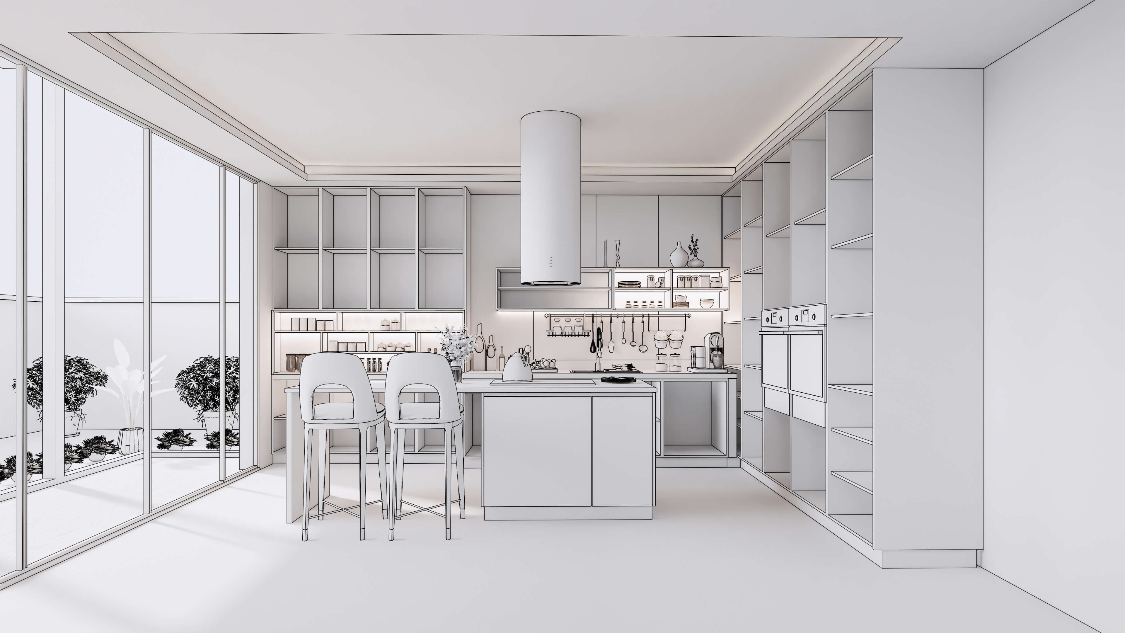 Kitchen Parametric Fully Resizable 08 - 3D Model by IID Studio